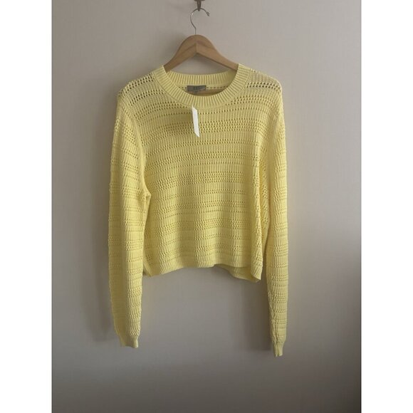 KUT FROM THE KLOTH Open Stitch Cropped Sweater Sunshine Yellow Large NEW - Picture 6 of 11